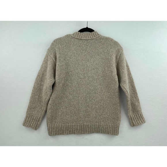 J Crew XXS Button-shoulder heathered crewneck sweater Wool Blend Brown B5-06 - Picture 7 of 8